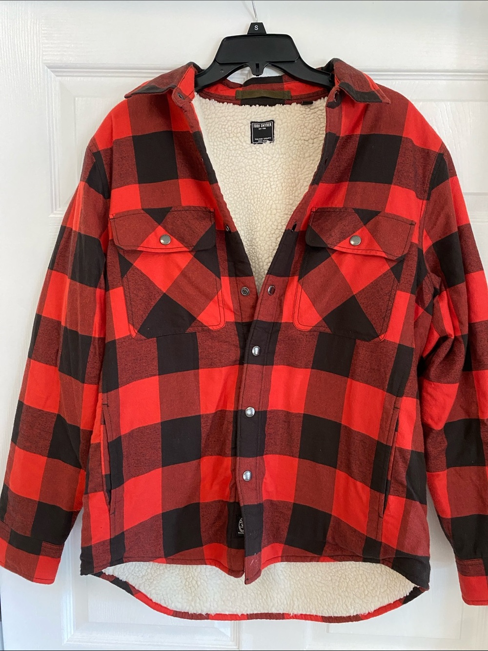 Todd Snyder Red & Black Buffalo Plaid Sherpa Jacket